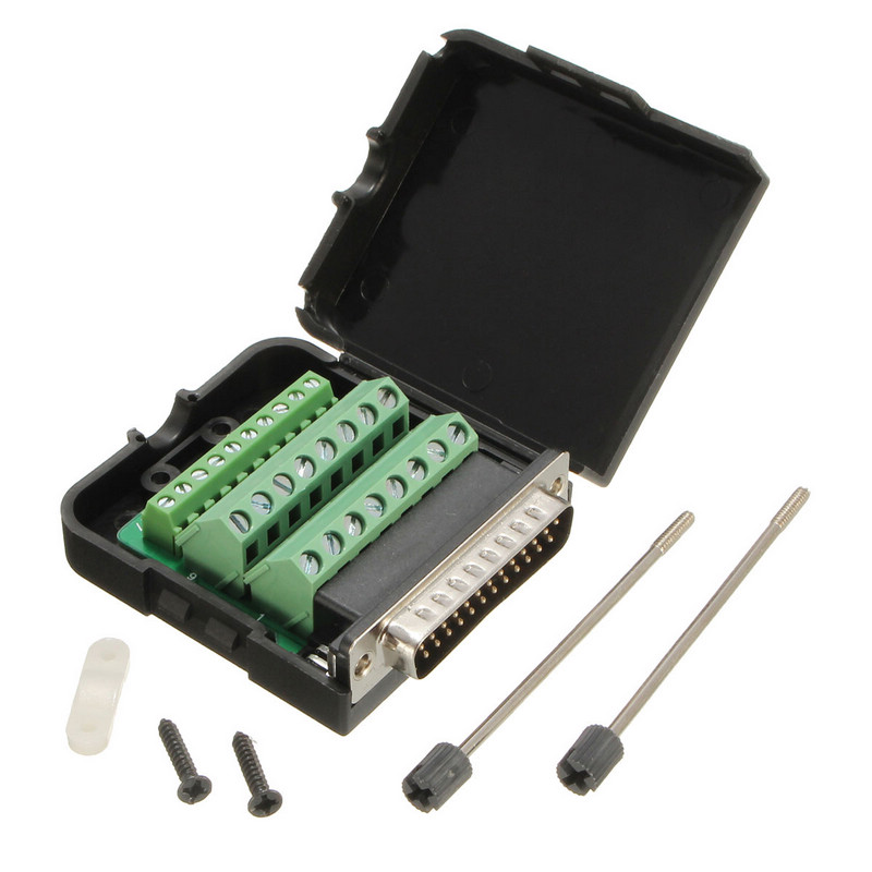 Db25 male 25pin plug breakout board terminals adapter d sub solderless
